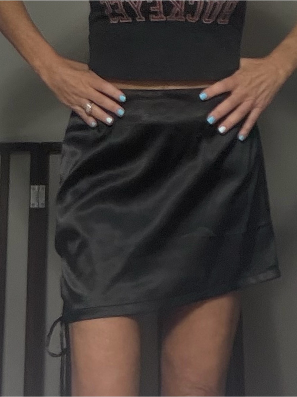 Black Satin Mini Skirt - Brand